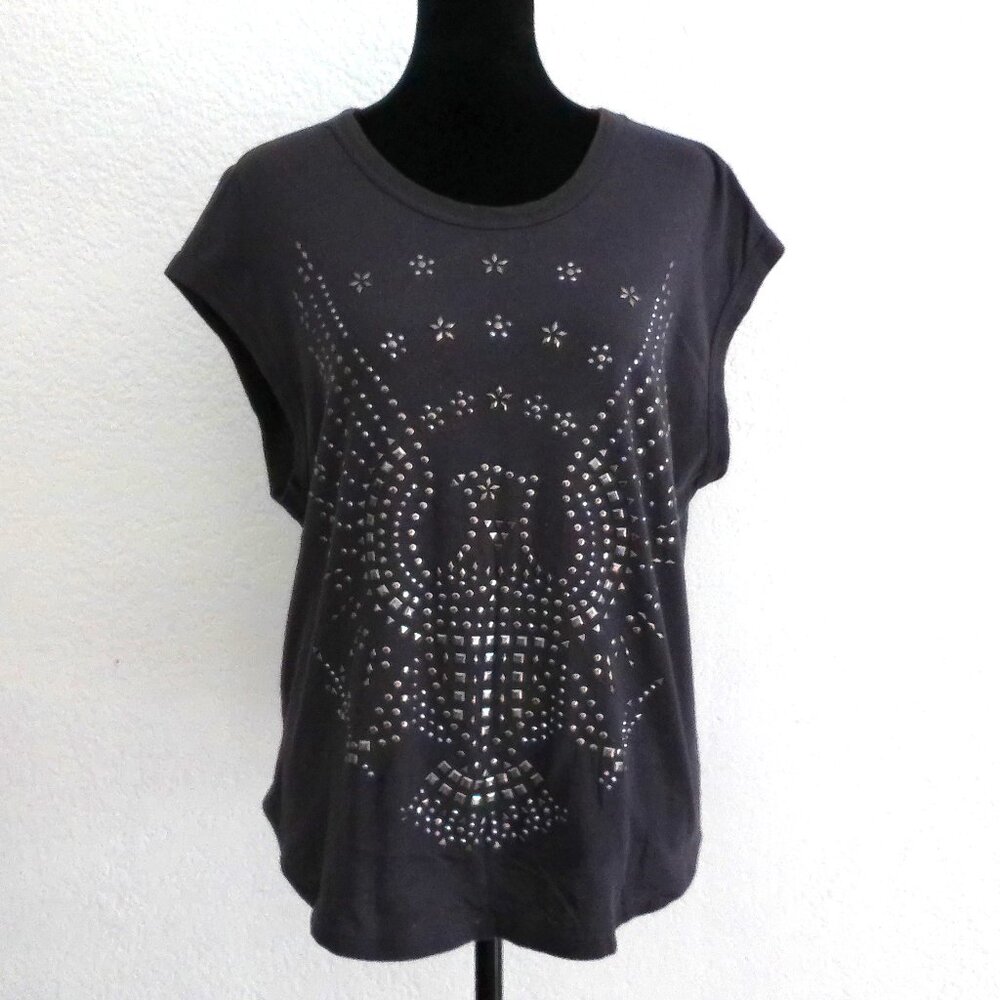 Gray tank top, with shiny studded eagle design